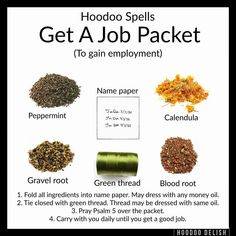 Ms Avi on Instagram: “~*~ HOODOO SPELLS: GET A JOB PACKET ~*~ The packet is usually a petition or name paper that has had certain items folded inside of it so it…” Angels Names, Career Spell