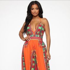 Fashion Nova Bayou Babe Halter Maxi Dress Size Xs In Orange/Combo Size: Xs Color: Orange/Combo Halter Neck Maxi Side Zipper Back Smocking Detail 100% Polyester Orange Sleeveless Maxi Dress For Date Night, Orange Backless Sundress, Summer One-piece Printed Dresses, Casual Multicolor Maxi Dress For Night Out, Orange Lined Dress For Vacation, Sleeveless Multicolor Maxi Dress For Date Night, Multicolor Sleeveless Maxi Dress For Date Night, Orange Halter Neck Maxi Dress For Date Night, Casual Orange Halter Neck Maxi Dress