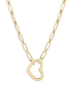 Roberto Coin 18K Yellow Gold Cialoma Diamond Heart Pendant Necklace, 16-18 Heart-shaped Fine Jewelry With Cable Chain, Heart Shaped Cable Chain Jewelry In Fine Style, Heart-shaped Cable Chain Jewelry, Fine Jewelry, Heart-shaped Cable Chain Fine Jewelry, Yellow Gold Heart-shaped Jewelry With Cable Chain, Heart-shaped Yellow Gold Jewelry With Cable Chain, Yellow Gold Heart Jewelry With Cable Chain, Yellow Gold Open Heart Charm Necklace, Yellow Gold Plated Chain Necklace For Valentine's Day