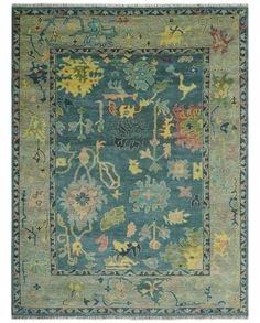 Antique look Teal and Olive Hand Knotted Traditional Oushak Custom Made wool rug - The Rug Decor Wall Panels Bedroom, Bathroom Pendant Lighting, Stone Siding, 9x12 Rug, 4x6 Rugs, 3x5 Rug, Mosaic Stone, 8x10 Rugs, Olive Color