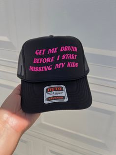 This trucker hat is a unisex fit. The design is not a patch/ embroidery  It is a HEAT TRANSFER VINYL design. The hat itself is a foam front with a mesh back snapback. Fun Streetwear Hats With Short Brim, Funny Letter Print Baseball Cap For Streetwear, Fun Short Brim Hats For Streetwear, Trucker Hat With Letter Print And Flat Bill, Novelty Flat Bill Hat With Letter Print, Funny Snapback Baseball Cap, Novelty Flat Bill Snapback Hat With Letter Print, Fun Dad Hat For Streetwear, Novelty Snapback Hat With Letter Print