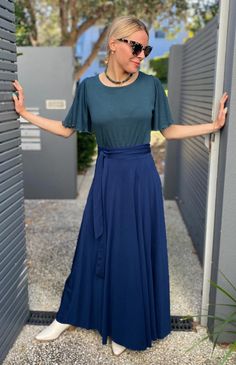 French Navy Blue Elegant Ankle-length Relaxed Maxi Skirt, Blue Relaxed Midi Wrap Skirt, Cotton A-line Maxi Skirt With Relaxed Fit, Black Casual Wrap Skirt, Relaxed Fit, Luxury Black Relaxed Wrap Skirt, Wool Wrap Skirt, Full Length Skirt, Post Photo, Wrap Skirts