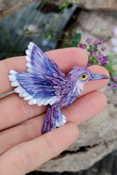 Art glass brooch hummingbird blue bird pin by ArtPalladisGlass. lampwork glass pin , hummingbird jewelry women murano glass galentines day gifts. Lampwork glass brooch pin hummingbird blue bird galentines day gifts #chicjewelry #beads #lampworkbeads Handmade Unique Purple Brooches, Unique Handmade Purple Brooches, Purple Brooch Jewelry Gift, Unique Purple Brooch Jewelry, Handmade Purple Brooches For Gifts, Hummingbird Jewelry, Hummingbird Gifts, Purple Bird, Hummingbird Art