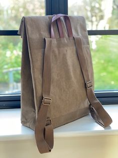 Vegan Rucksack in Brown Urban Backpack School Bag Washable - Etsy Denmark Eco-friendly Brown Backpack For Travel, Eco-friendly Brown Travel Backpack, Everyday Brown Backpack With Laptop Sleeve, Eco-friendly Canvas Backpack For Everyday Use, Eco-friendly Brown Backpack For Everyday, Eco-friendly Everyday Brown Backpack, Everyday Eco-friendly Brown Backpack, Eco-friendly Brown Everyday Backpack, Eco-friendly Rectangular Backpack For Everyday Use