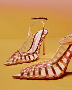 She's stunning from all angles Metallic Strappy Heels For Party, Metallic Strappy Party Heels, Metallic Pink, Leather Pumps, Ankle Strap, Heel Height, Pumps, Heels, Leather