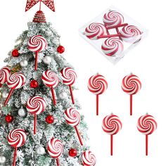 a christmas tree with lollipops on it