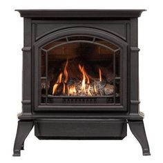 an image of a stove that is on the white background with fire burning in it