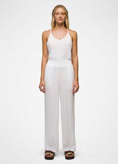 An effortless wide-leg jumpsuit made for pulling on over your swimsuit. Chic Maxi Length Jumpsuits And Rompers With Elastic Waistband, Summer Maxi Length Jumpsuits And Rompers With Elastic Waistband, Summer Maxi Jumpsuits And Rompers With Elastic Waistband, Wide-leg Jumpsuits And Rompers With Elastic Waistband For Loungewear, Summer Beach Jumpsuits And Rompers With Elastic Waistband, Chic Wide-leg Jumpsuits And Rompers For Loungewear, Versatile Jumpsuits And Rompers With Elastic Waistband, Elegant Strapless Jumpsuit For Beach, Elegant Strapless One-piece Jumpsuit For Summer