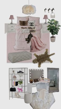 a collage of different items including bedding, pillows and other things on display