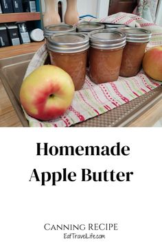 homemade apple butter recipe with apples in the background