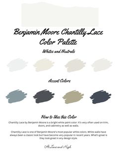 an advertisement for the berylin moore charlotte - lace color palette