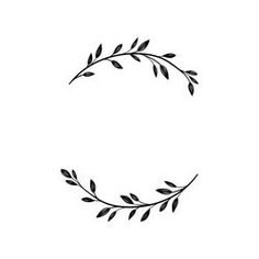 a black and white drawing of a circle with leaves on it's sides, in the shape of a wreath