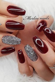 Maroon Nail Designs, Burgundy Nail Designs, Solar Nails, Wedding Nail Art Design, Maroon Nails, Valentine Nails, Matte Nails Design, Pretty Nail Designs, Shiny Nails