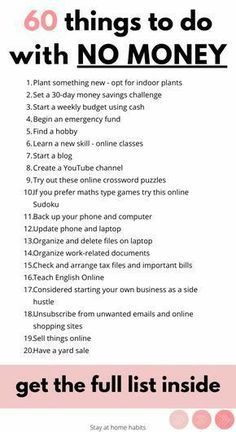 Things To Do Without Money, Productive Ideas, Vacation At Home, Home Habits, Bored Jar, Bored At Home, Teaching English Online, Finding A Hobby