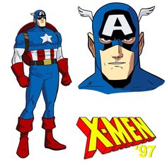 an image of captain america and the x - men in cartoon form on white background