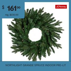 a christmas wreath with lights on it is for $ 16 00 reg $ 30 00