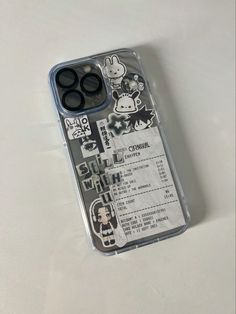 an iphone case with some stickers on it