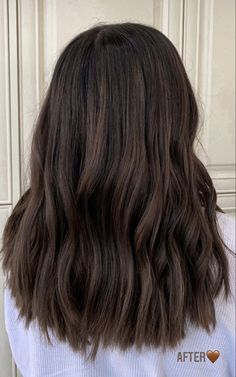 Brown Hair Single Color, Dark Brown Hair With Depth, Short Dark Hair Balayage, Dark Brown Hair With Highlights Medium Length, Fine Brown Hair, Solid Brown Hair, Black Hair Dyed, Dark Brunette Hair Color, Brunette Hair Dark