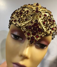 24k gold plated mask with red crystals. Also can be worn as a headpiece. It has an elastic band for a comfort fit. Adjustable Gold Headband For Festive Occasions, Gold Crown Headpiece For Festive Occasions, Traditional Gold Headpiece For Parties, Festive Gold Crown Headpiece, Red Festival Crown Headpiece, Adjustable Gold Headpiece For Masquerade, Rosary Style Necklace, Silver Mask, Silver Drop Necklace