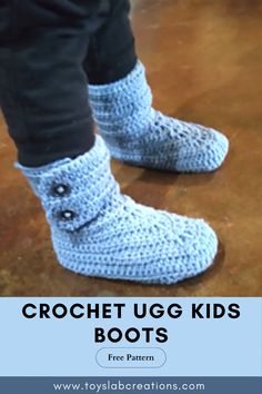 crochet ugg kids boots with text overlay