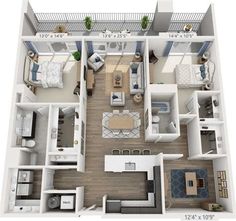 the floor plan of a two bedroom apartment