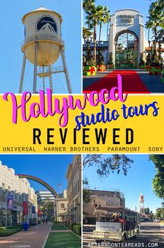 the hollywood studios tour is featured in this collage