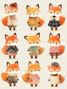 the fox is wearing different clothes and boots