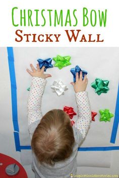 the christmas bow sticky wall is shown on an instagramtion page for children to use