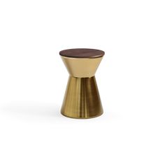 a small gold and wood stool on a white background