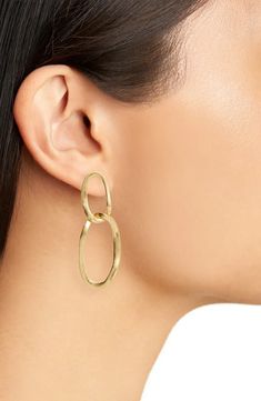 Karine Sultan Double Hoop Earrings | Nordstrom Gold Bar Earrings Studs, Handmade Hoop Earrings, Gold Bar Earrings, Double Hoop Earrings, Metal Drop, Trendy Bracelets, Bar Stud Earrings, Link Earrings, Bar Earrings