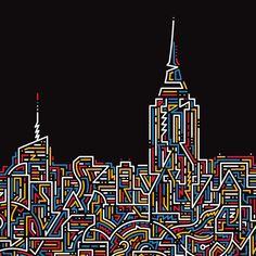 an image of a cityscape that looks like it's made out of letters