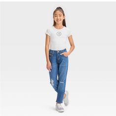 Perfect For Back To School Nwt Girls Jeans Art Class Brand From Target White Tshirt Outfit, Jeans Art, Target Kids, High Rise Black Jeans, Jeans Kids, Girls High, Tshirt Outfits, Back To School Outfits, School Outfit