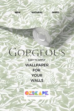 an advertisement for wallpaper with leaves on it