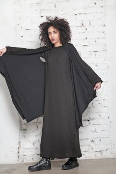 Long Black Vest/ Long Vest/ Black Cape/ Asymmetrical Vest/ Extravagant Tunic Vest/ Oversize Vest/ Ex Black Long Sleeve Evening Cape, Long Vest Black, Long Black Vest, Asymmetrical Vest, Maxi Vest, Plus Size Vest, Vest Plus Size, Tunic Vest, Plus Size Vests