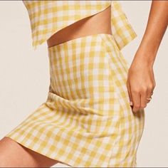 Brand New Never Worn Reformation Yellow Plaid Mini Skirt - Very Comfortable Snd Great Fit Yellow Bottoms For Spring Brunch, Yellow Summer Bottoms For Brunch, Chic Yellow Mini Skirt For Day Out, Summer Yellow Bottoms For Brunch, Chic Yellow Skirt For Brunch, Yellow Mini Skirt For Day Out, Chic Yellow Skirt For Day Out, Yellow Fitted Skirt For Day Out, Yellow Mini Bottoms For Summer