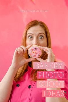 a woman holding up a doughnut to her face