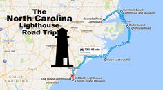 the north carolina lighthouse road trip map with an outline of the light house on it