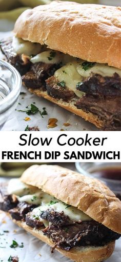 this slow cooker french dip sandwich is the perfect way to use up leftover meat