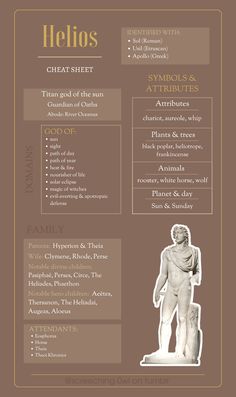 a menu with an image of a statue on the front and back of it, in brown