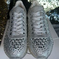 Steve Madden Rhinestone Tennis Shoes Size 8 Party Sneakers With Bling And Round Toe, Glamorous Rhinestone Sneakers With Round Toe, Glamorous Embellished Lace-up Sneakers, Glamorous Sneakers With Bling And Round Toe, Glamorous Bling Sneakers With Round Toe, Silver High-top Sneakers With Rhinestones, Party Sneakers With Rhinestones And Round Toe, Party Sneakers With Rhinestone Rivets And Round Toe, Party Sneakers With Bling And Lace-up Design