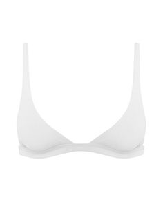 Ditsy Floral Bralette Bikini Elegant White Triangle Top Bra, Seamless Fitted Bra For Poolside, White Stretch Triangle Bra, White Stretch Triangle Top Bra, Stretch White Triangle Top Bra, Fitted Soft Touch Swimwear For Summer, Low-cut White Bra For Summer, White Seamless Bra For Beach, White Seamless Beach Bra