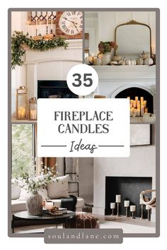 Fireplace With Candles Ideas, Candle Fireplace Ideas, Fireplace Candles Inside Hearth, Fireplace Candles Inside, Candle Mantle, Fireplace With Candles, Fireplace Candlesticks, Candle Mantle Decor, Candle Holder Ideas