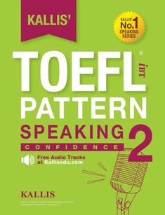 a microphone with the words toefl pattern speaking on it, and an image of a person