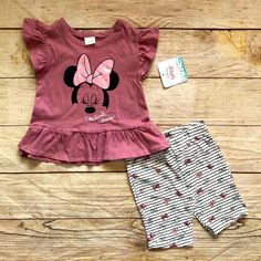 Adorable And Comfy Set Playful Fitted Minnie Mouse Set, Cute Minnie Mouse Summer Sets, Cute Mickey Mouse Cotton Sets, Disney Baby Clothes Girl, Disney Baby Clothes Target, Comfy Sets, Toddler Stuff, Baby Necessities, Barbie Party