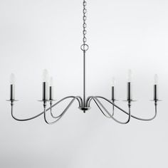 a chandelier with six lights hanging from it's center and four arms