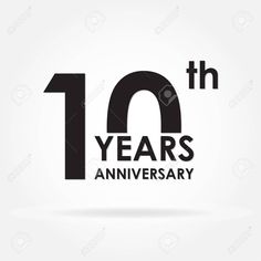 the 10th anniversary logo with black and white font on a light background stock photo - 919