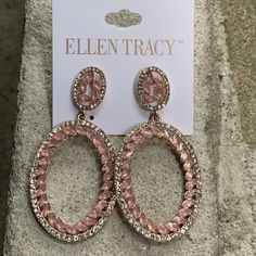 Stunning Pink And Rose Gold Crystal Drop Statement Earrings Rose-colored Earrings For Party, Rose Drop Earrings For Party, Elegant Pink Hoop Earrings For Pierced Ears, Elegant Pink Hoop Earrings For Party, Rose Gold Drop Earrings, Rose Gold Crystal, Statement Drop Earrings, Beaded Drop Earrings, Ellen Tracy