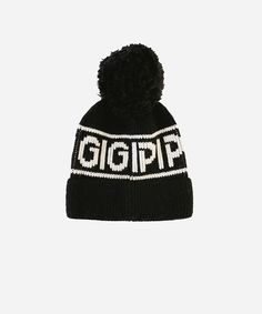 Gigi Pip beanies for women - Jane Retro Pom Beanie - retro inspired pom beanie featuring a limited edition Gigi Pip retro holiday logo [black] Black Beanie With Fleece Lining, Black Beanie With Fleece Lining For Cold Weather, Black Winter Sports Hats, Sporty Beanie For Cold Weather, Winter Sports Beanie For Winter, Winter Sports Beanie One Size Fits Most, Winter Sports Beanie - One Size Fits Most, Winter Beanie, One Size Fits Most For Winter Sports, Black Windproof Beanie For Cold Weather