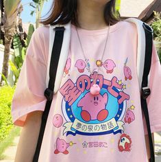 Harajuku & Fashion Kirby Star Allies cartoon printed t-shirt.  We offer FREE and USPS shipping for USA and China Post for any other country in the world. Customer service is included in the price too!!  Color: pink, black; Size:  Length 69cm, Bust 108cm, Sleeve 38cm; (divide by 2.54 for the size in inches). Trendy Pink T-shirt With Character Print, Kawaii Anime Print T-shirt For Summer, Kawaii Pink Tops With Graphic Print, Pink Kawaii T-shirt For Summer, Pink Harajuku Cotton T-shirt, Kawaii Pink Summer T-shirt, Pink Harajuku Style Screen Print Top, Pink Anime Print Top For Streetwear, Pink Harajuku Style Top With Screen Print