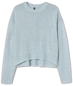 Blue Textured Knit Cropped Sweater With Crew Neck, Cozy Blue Cropped Soft Knit Sweater, Blue Cozy Cropped Sweater In Soft Knit, Blue Soft Knit Cropped Sweater For Spring, Casual Blue Soft Knit Cropped Sweater, Casual Blue Cropped Soft Knit Sweater, Casual Blue Cropped Sweater In Soft Knit, Casual H&m Sweater For Layering, H&m Casual Sweater For Layering